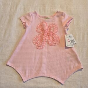 Marmellata girls size 6 pink short sleeve shirt with tulle flower design, NWT